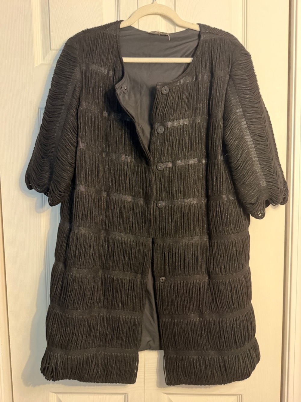 Vera Wang black metallic yarn coat. See measurements - Picture 7 of 13